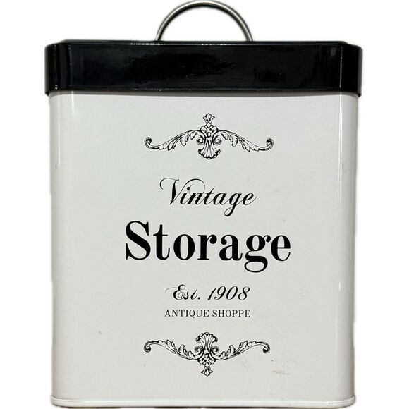 Black and White Storage Tin - Picture 1 of 3